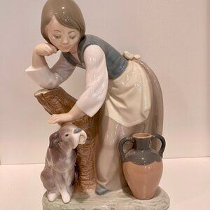 Lladro girl with faithful pup